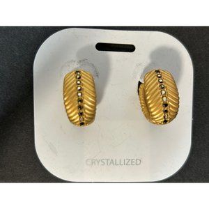 Crystallized Reversible Gold Tone Crystal Earrings Vintage